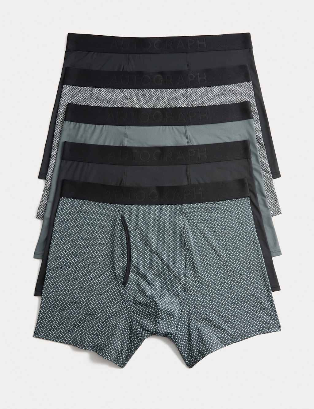 Autograph 5pk Microskin Geometric Stretch Trunks Black Mix