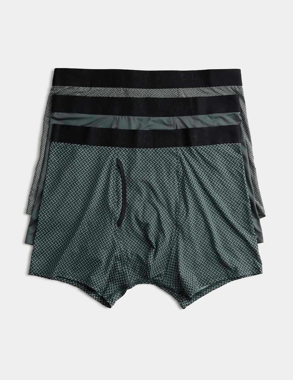 Autograph 3pk Microskin Geometric stretch Trunks Black Mix