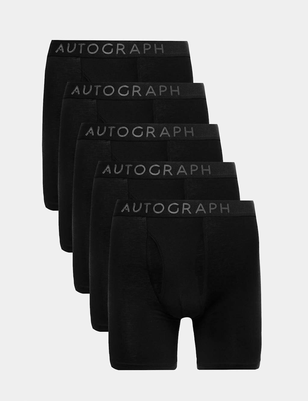 Autograph Men's 5 Pack Supima Cotton Modal Longer Length Trunks - S - Black