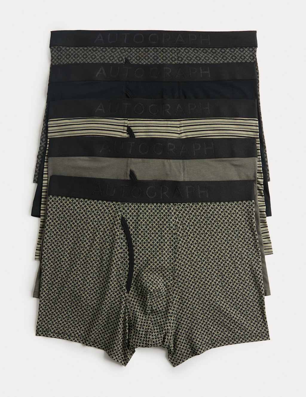 Autograph Men's 5 Pack Supima Cotton Modal Stretch Trunks - M - Green Mix