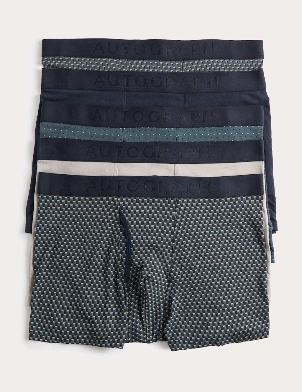 Autograph Men's 5 Pack Supima Cotton Modal Geometric Trunks - M - Teal Mix