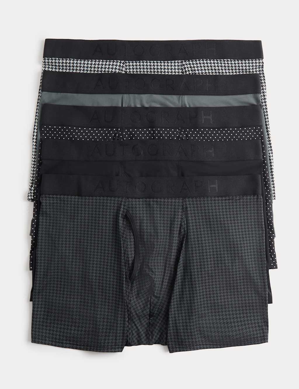 Autograph Men's 5 Pack Microskin Geometric Trunks - XL - Black Mix