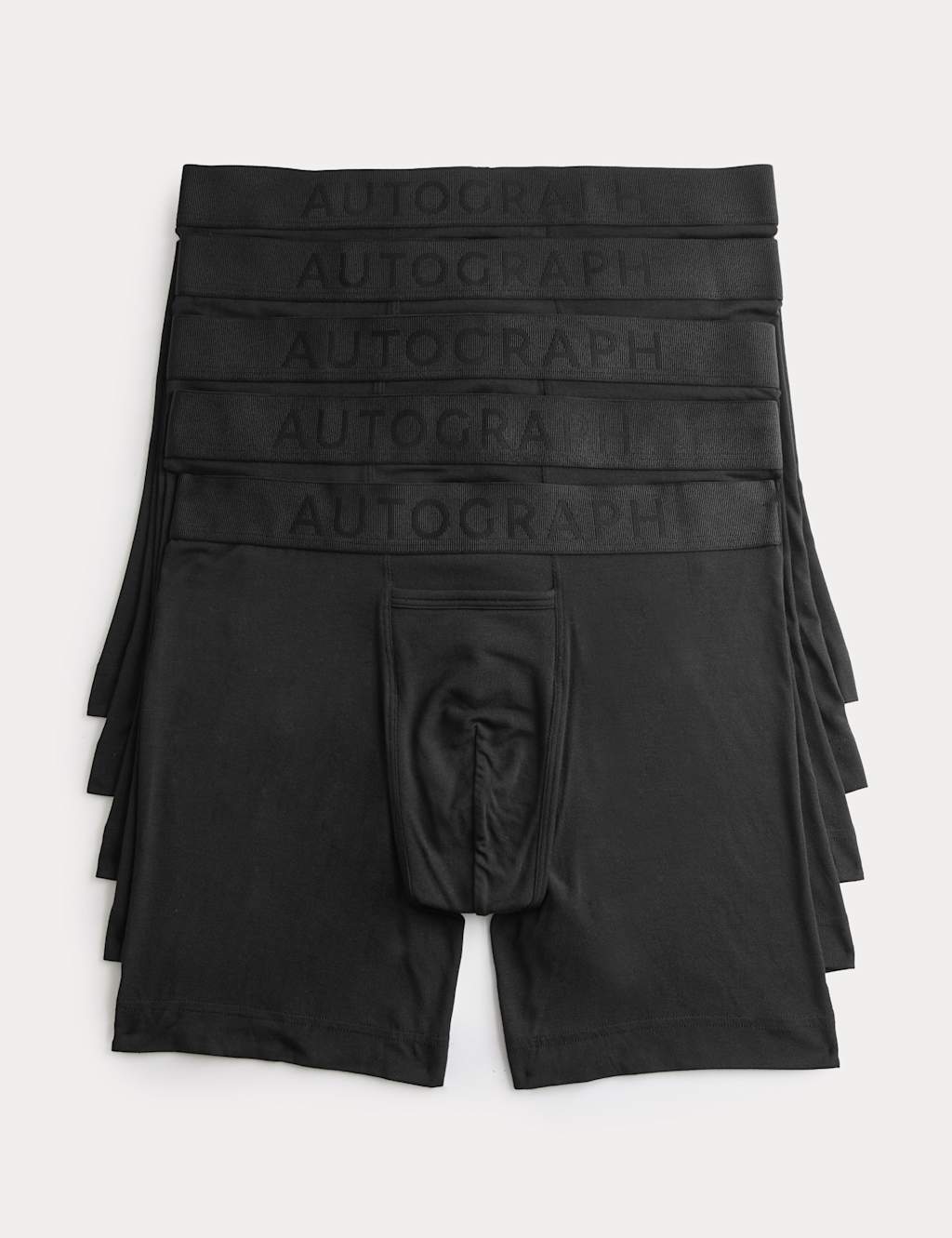 Autograph 5 Pack Horizontal Keyhole Longer Length Trunks Black