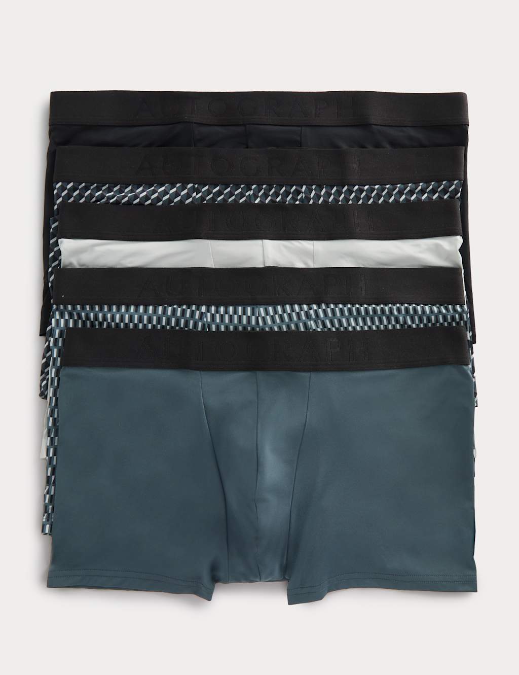 Autograph Men's 5 Pack Microskin Geometric Hipsters - S - Teal Mix