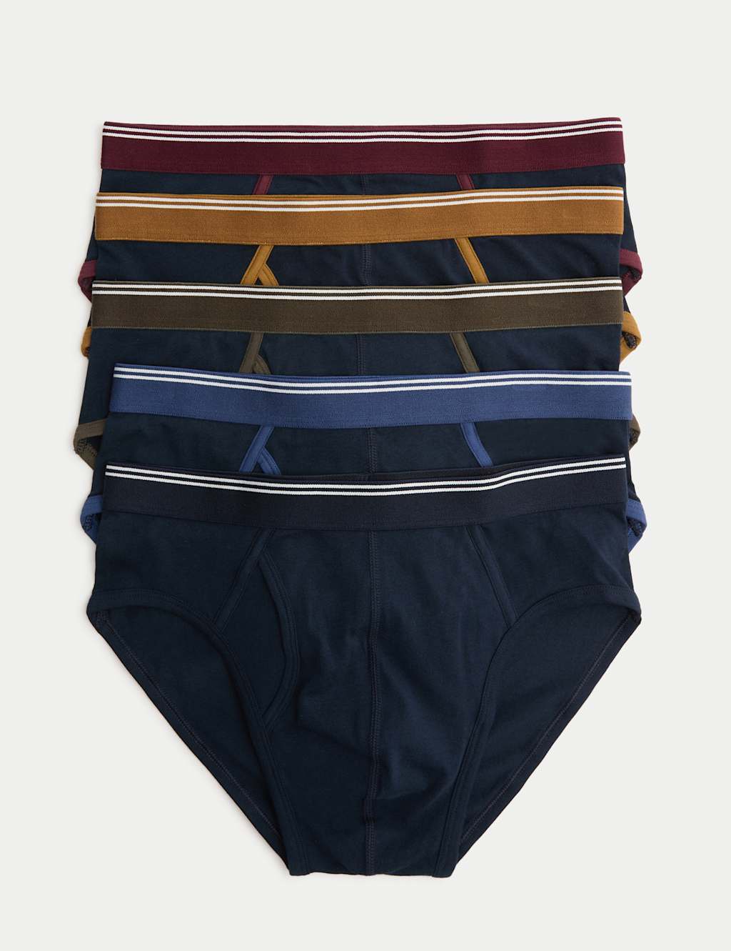 M&S 5pk Cotton Stretch Cool & Fresh Briefs Navy Mix