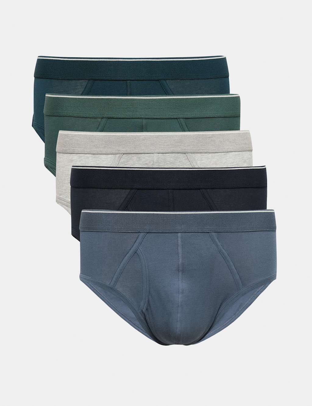M&S Men's 5 Pack Cotton Stretch Briefs - L - Multi