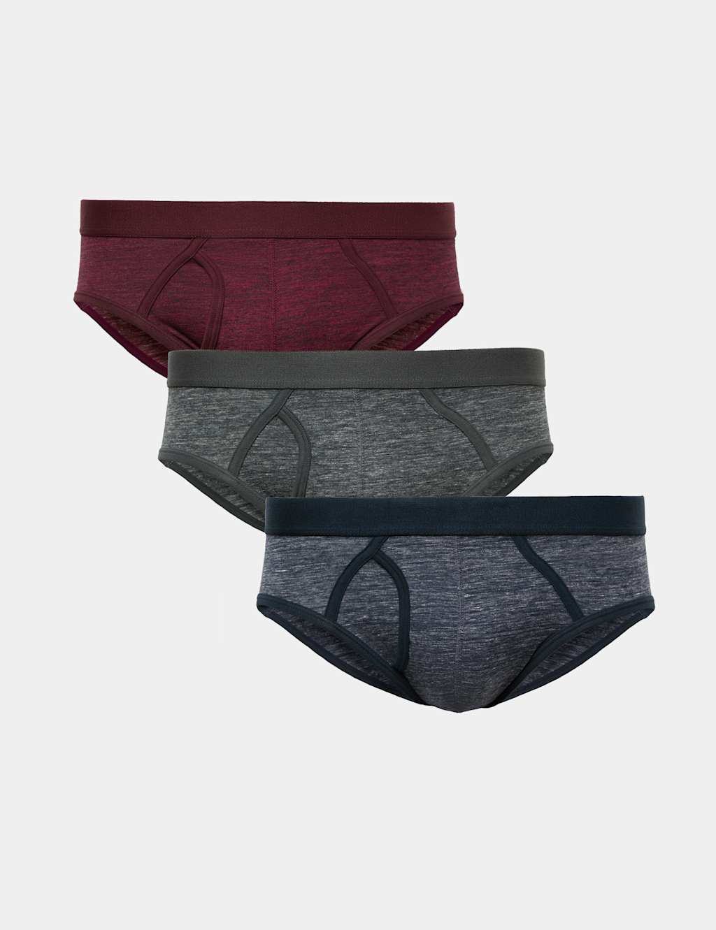 M&S Men's 3 Pack Cotton Rich Stretch Space Dye Briefs - S - Multi