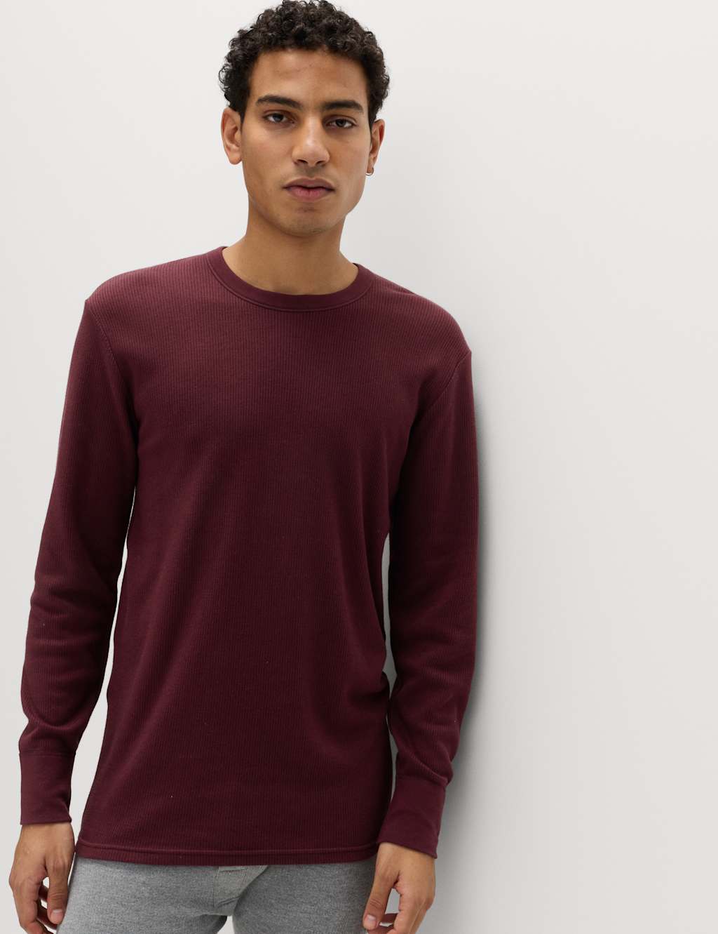 M&S Heatgen Medium Thermal Long Sleeve Tops Burgundy