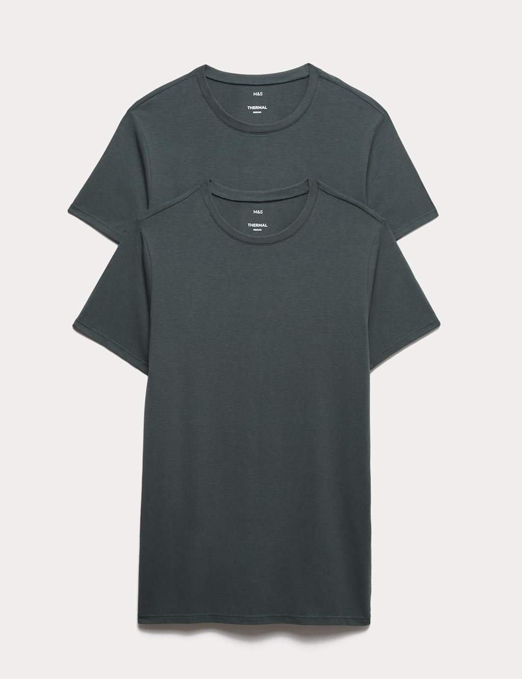 M&S 2 Pack Heatgen Light Thermal Short Sleeve Tops Cedar