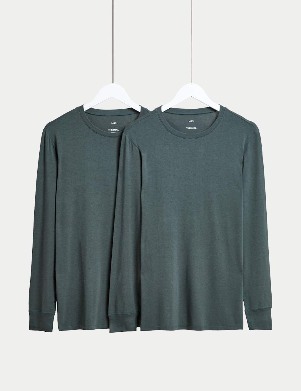 M&S 2 Pack Heatgen Light Thermal Long Sleeve Tops Cedar