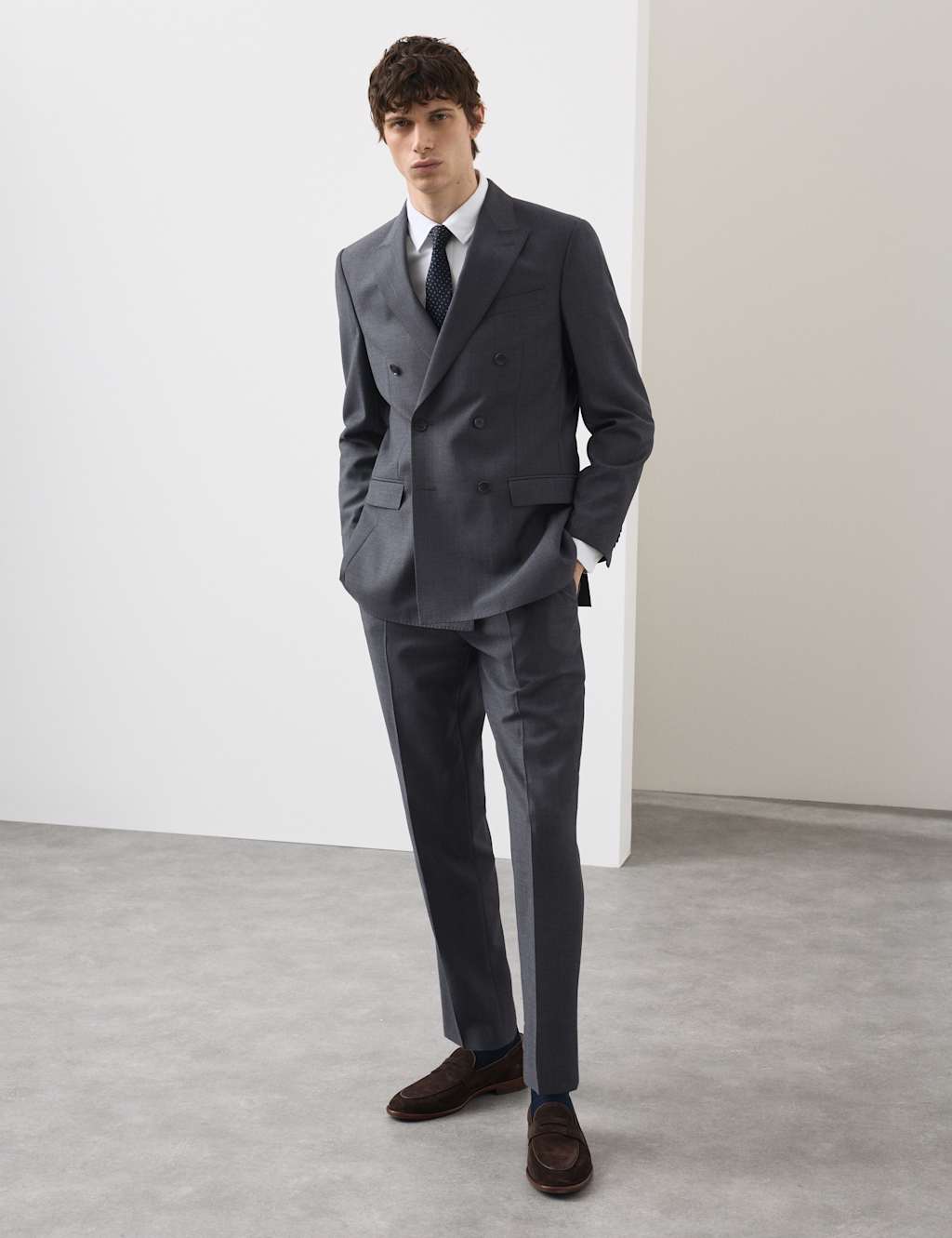 Autograph Men's Tailored Fit Wool Rich Suit Jacket with Mohair - 48 - Dark Airforce