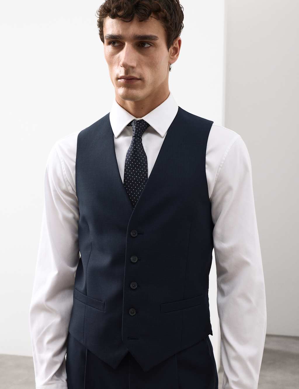 Autograph Pure Wool Waistcoat Navy