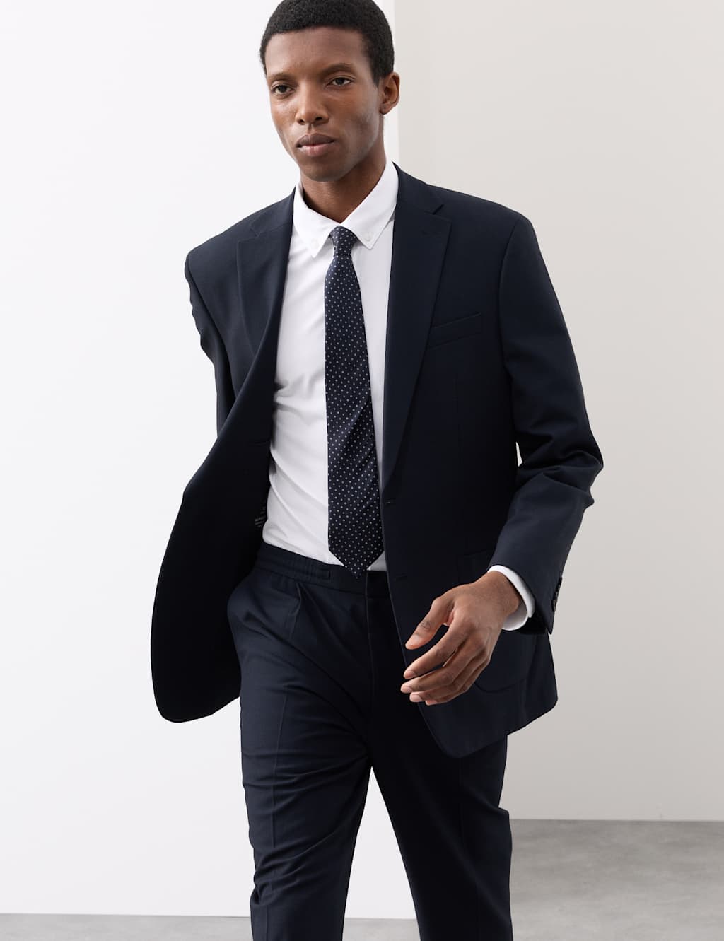 Autograph Tailored Fit Wool Blend Performance Jacket Navy