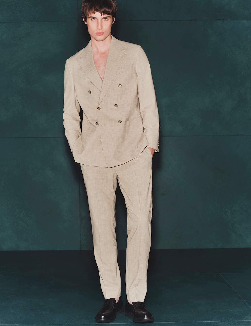 Autograph Men's Tailored Fit Merino Wool Rich Trousers - 32 - Neutral