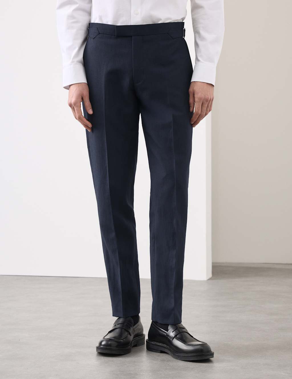 Autograph Men's Wool Linen Blend Slub Suit Trousers - 30 - Navy