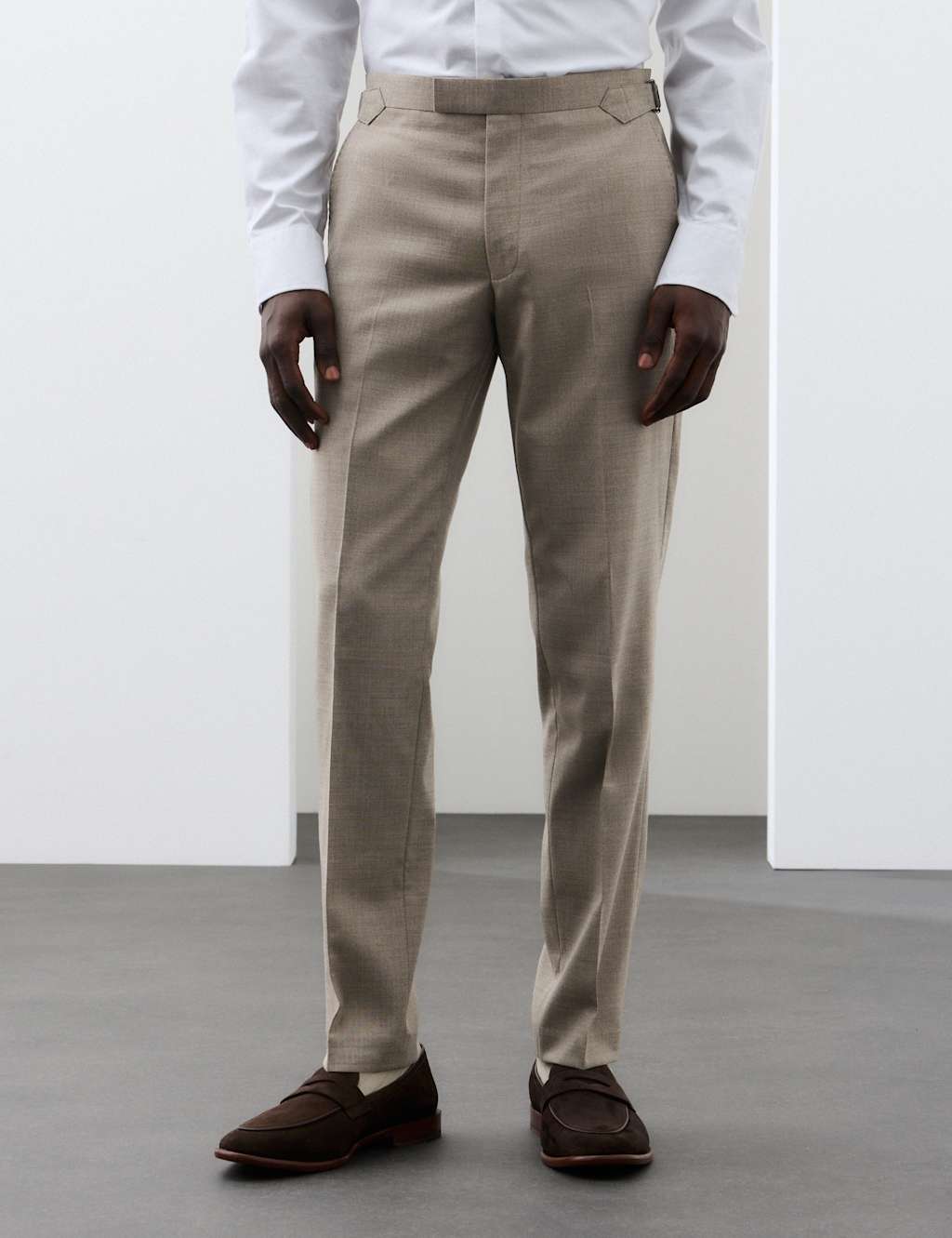 Autograph Men's Tailored Fit Wool Blend Suit Trousers - 34 - Neutral
