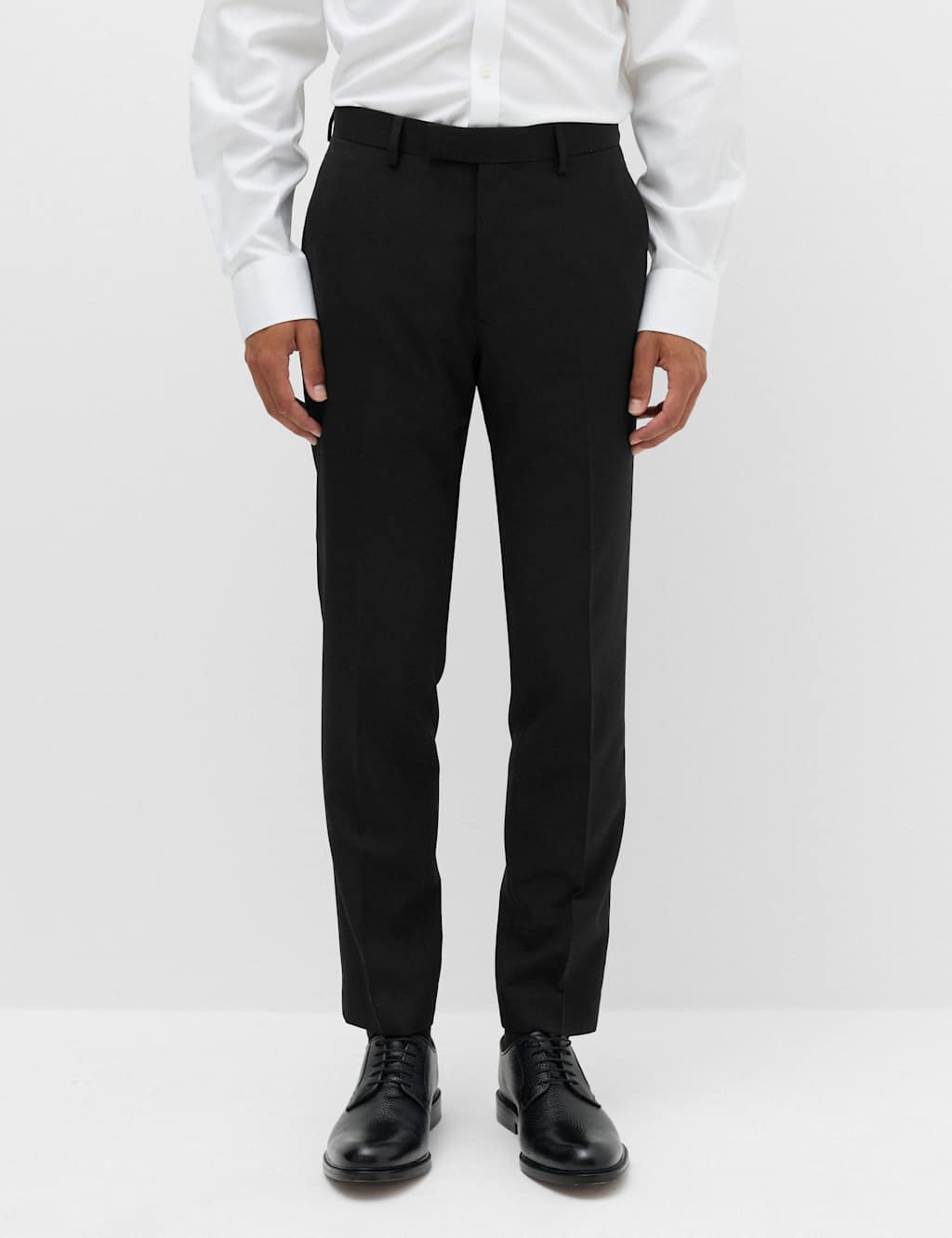 M&S Men's Tailored Fit Textured Suit Trousers - 42 - Black