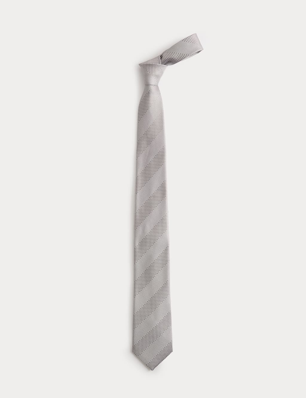 Autograph Men's Textured Striped Pure Silk Tie - Silver Grey