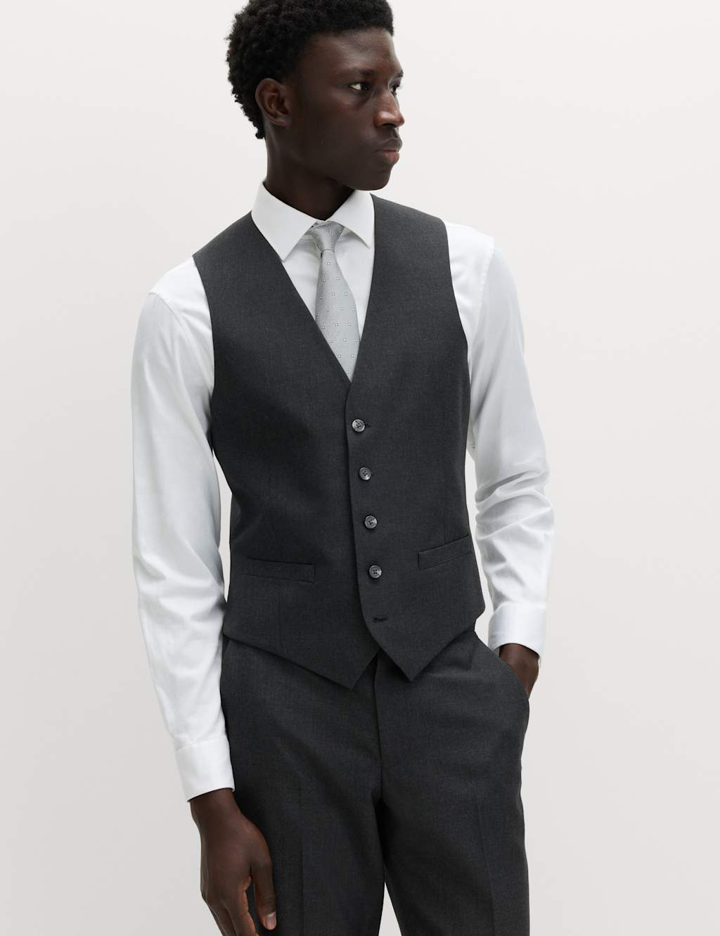 M&S Men's Regular Fit Machine Washable Waistcoat - 36 - Charcoal