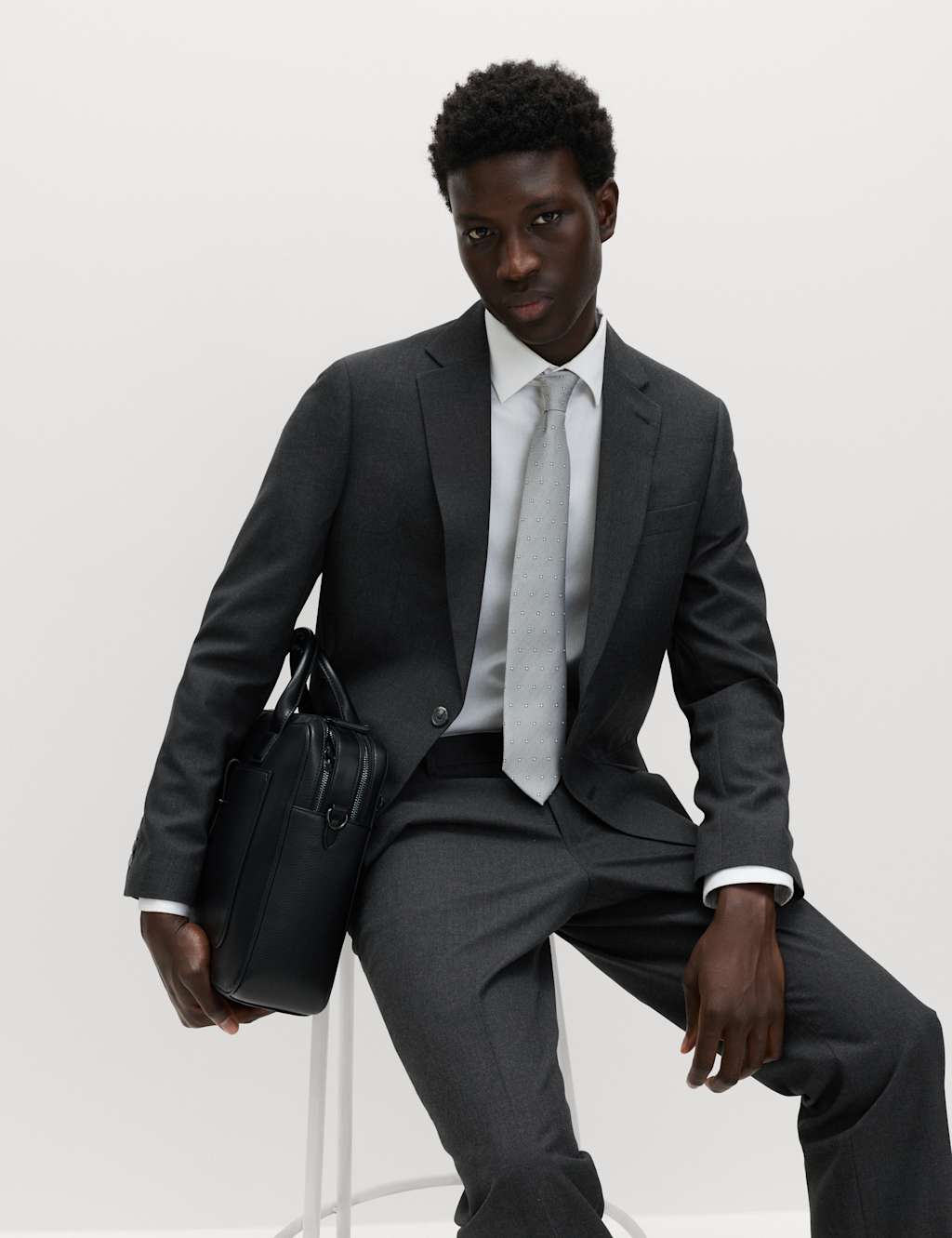 M&S Men's Regular Fit Machine Washable Suit Jacket - 42 - Charcoal