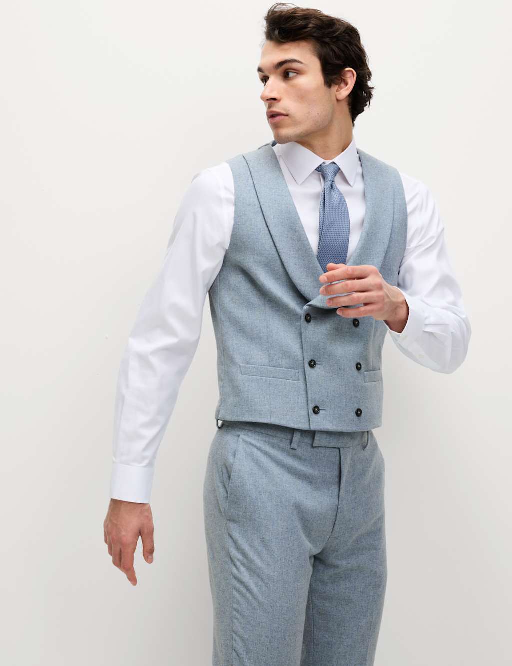 Wool Blend Double Breasted Waistcoat