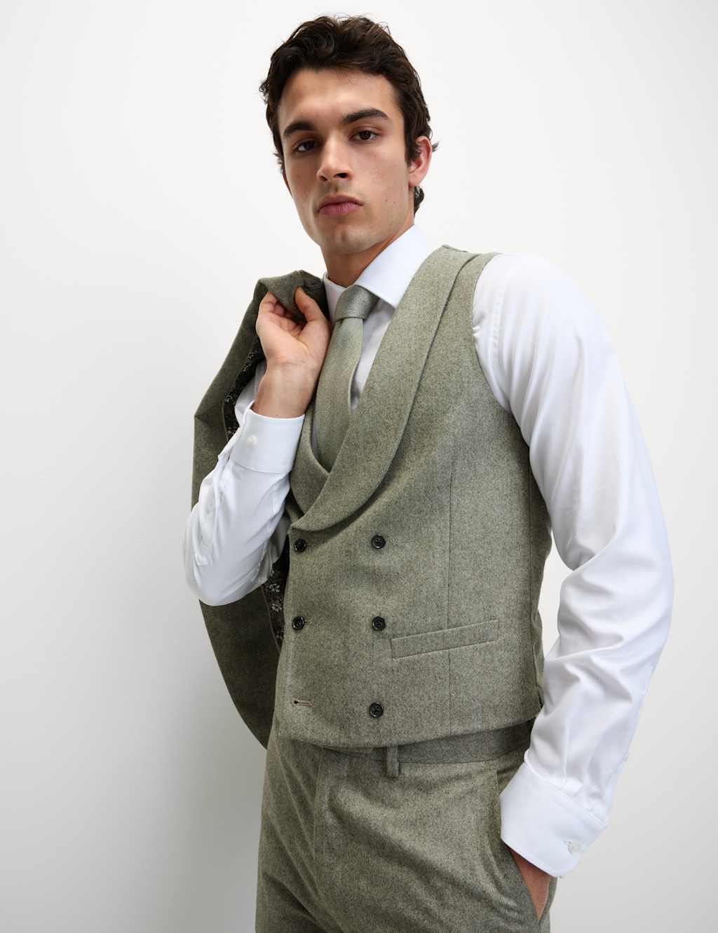 Wool Blend Double Breasted Waistcoat