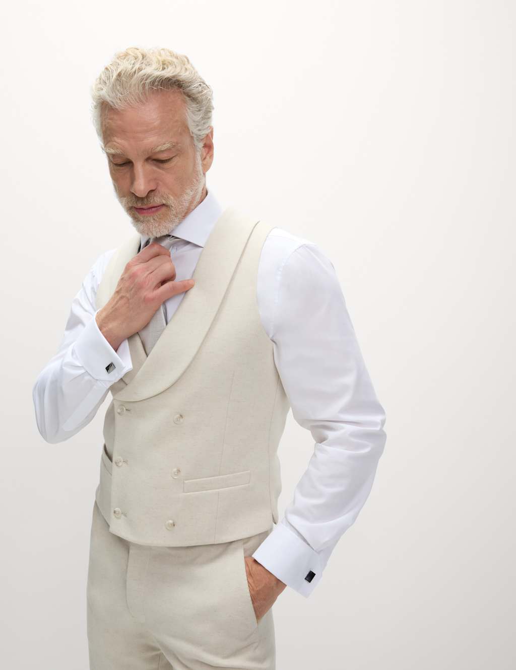 Wool Blend Double Breasted Waistcoat