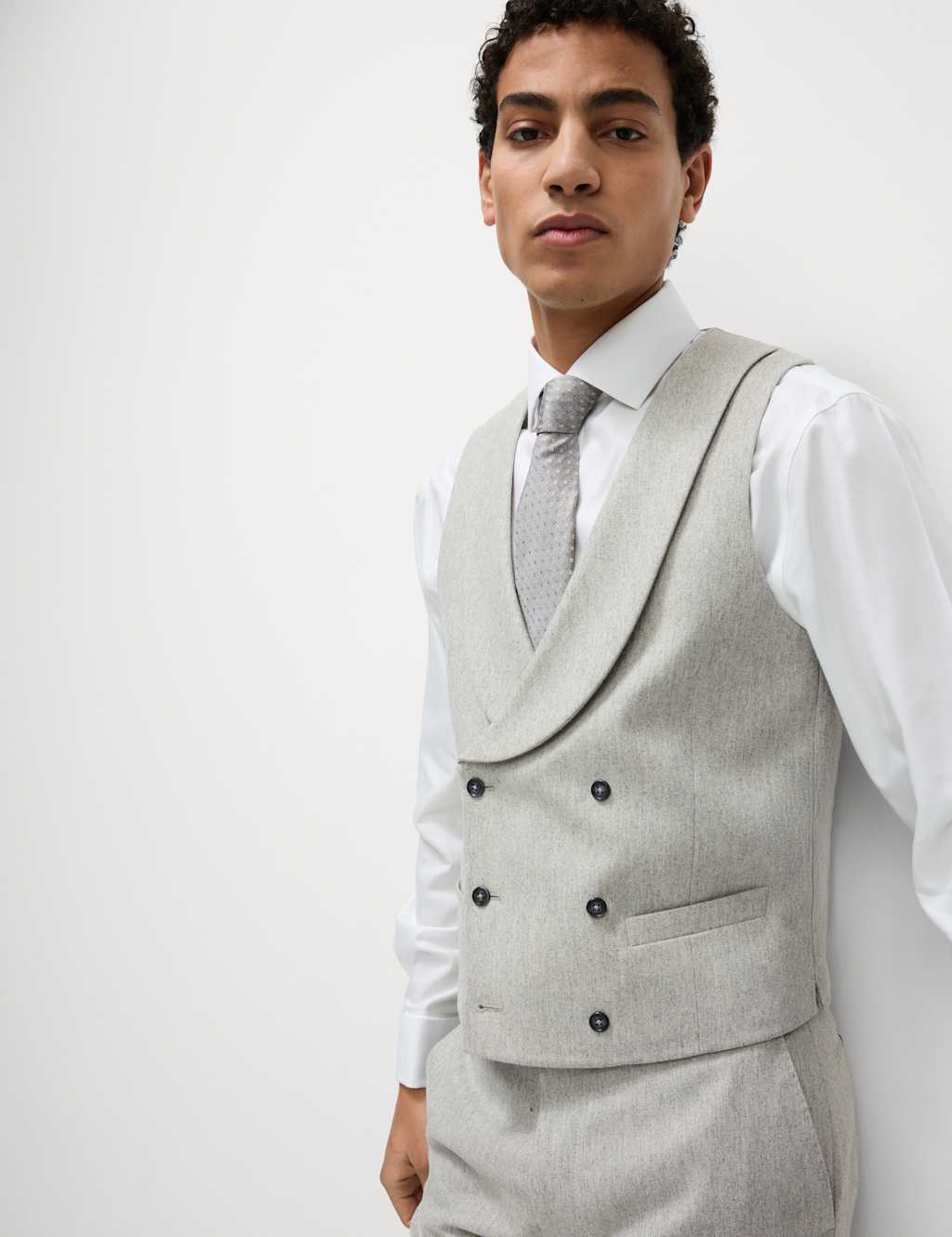 Wool Blend Double Breasted Waistcoat