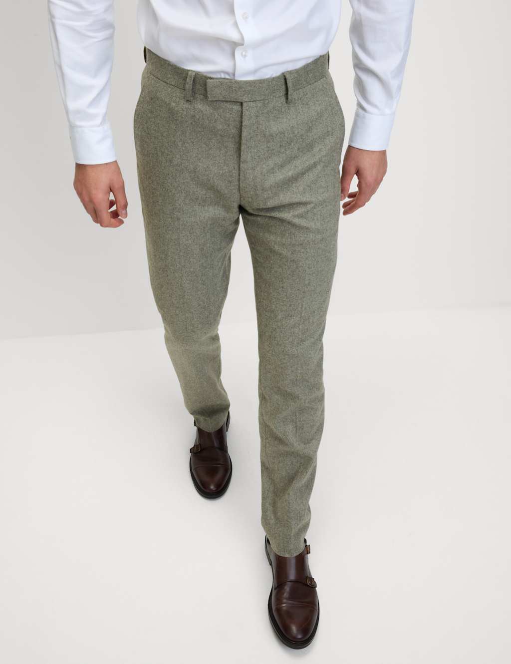 Tailored Fit Wool Rich Tweed Suit Trousers