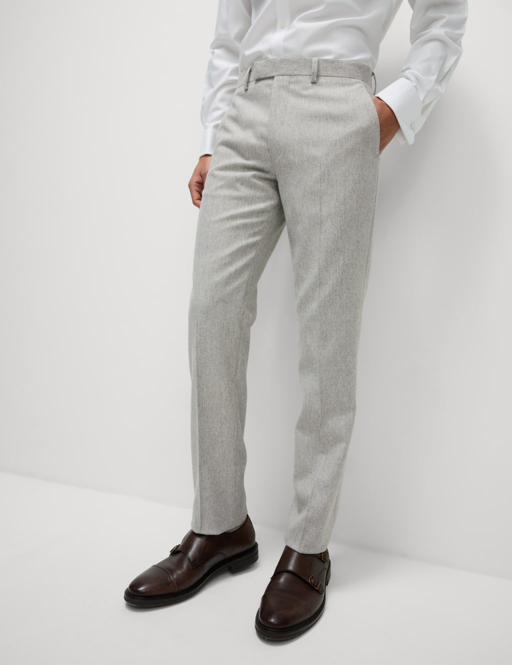Tailored Fit Wool Rich Tweed Suit Trousers