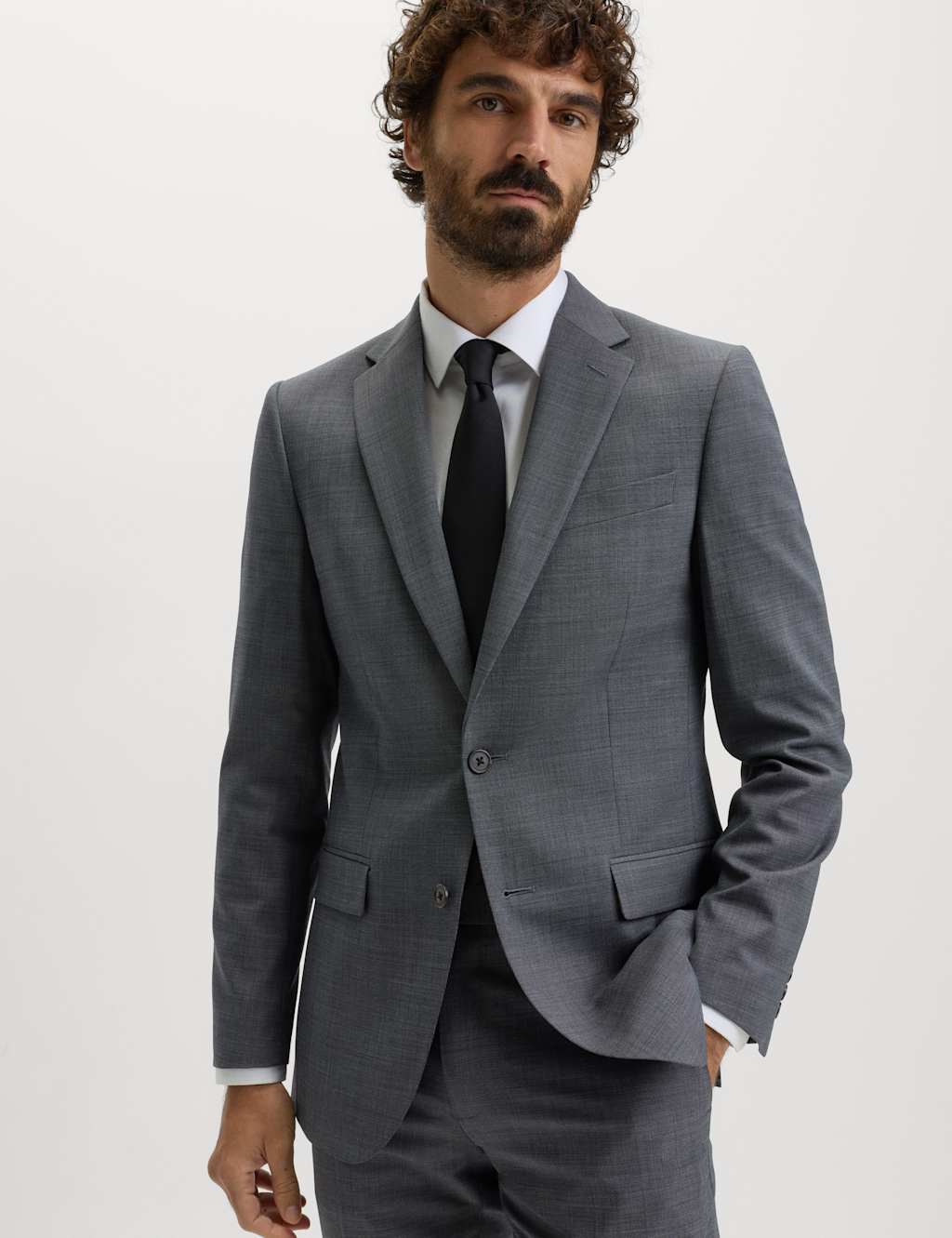 M&S Slim Fit Wool Blend Suit Jacket Charcoal