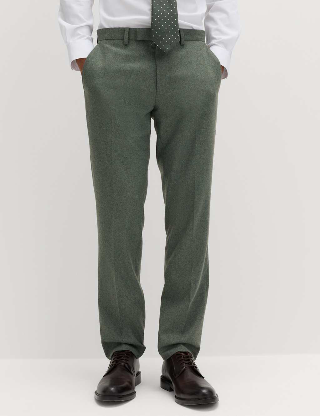 M&S Men's Tailored Fit Italian Wool Rich Suit Trousers - 28 - Green