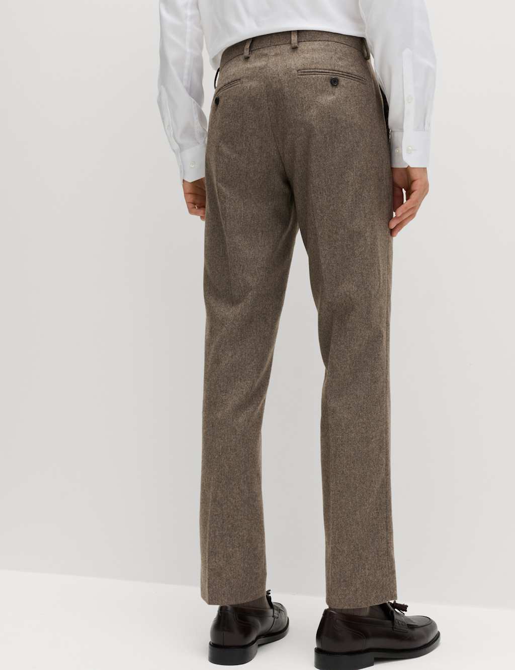 M&S Men's Tailored Fit Italian Wool Rich Suit Trousers - 38 - Neutral