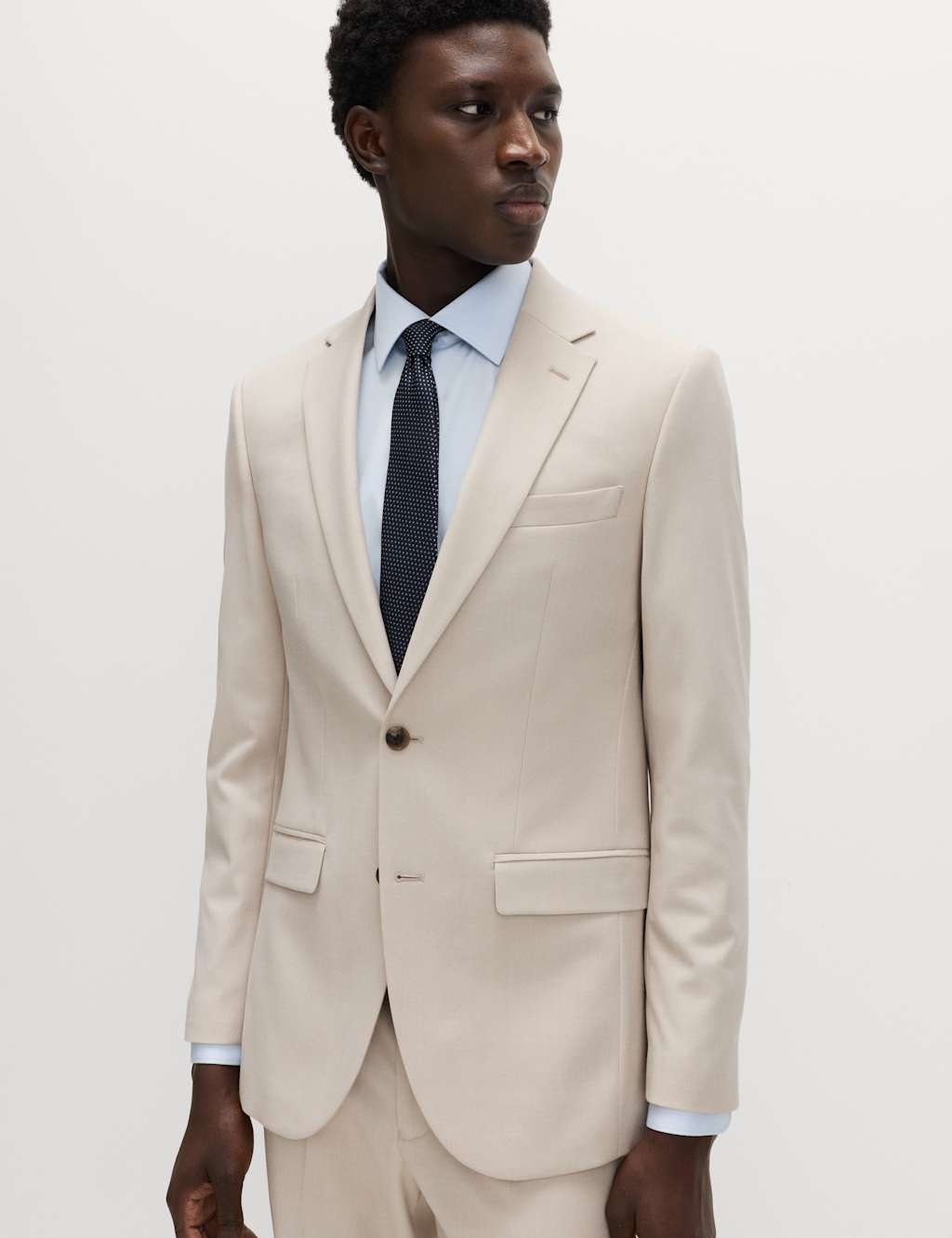 M&S Men's Slim Fit Stretch Ultimate Suit Jacket - 36 - Ecru