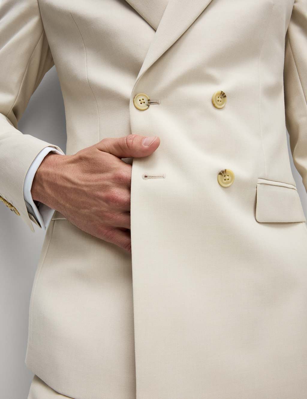 Slim Fit Double Breasted Jacket with Stretch