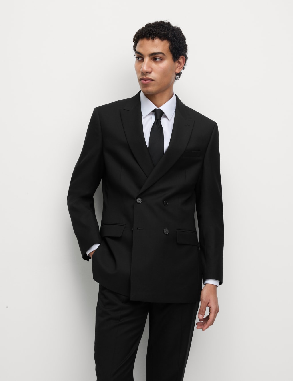 Slim Fit Double Breasted Jacket with Stretch