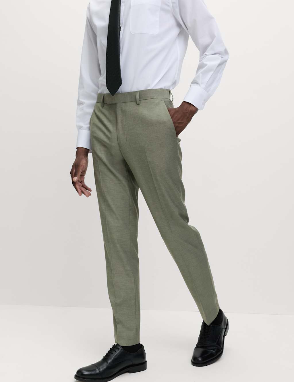 M&S Slim Fit Stretch Suit Trousers Sage