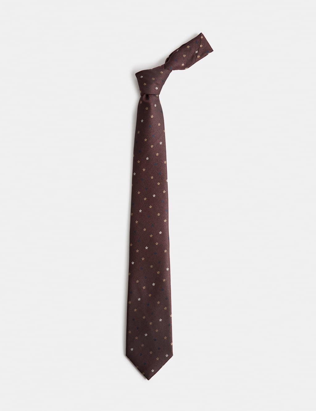 M&S Men's Ditsy Floral Tie - Burgundy