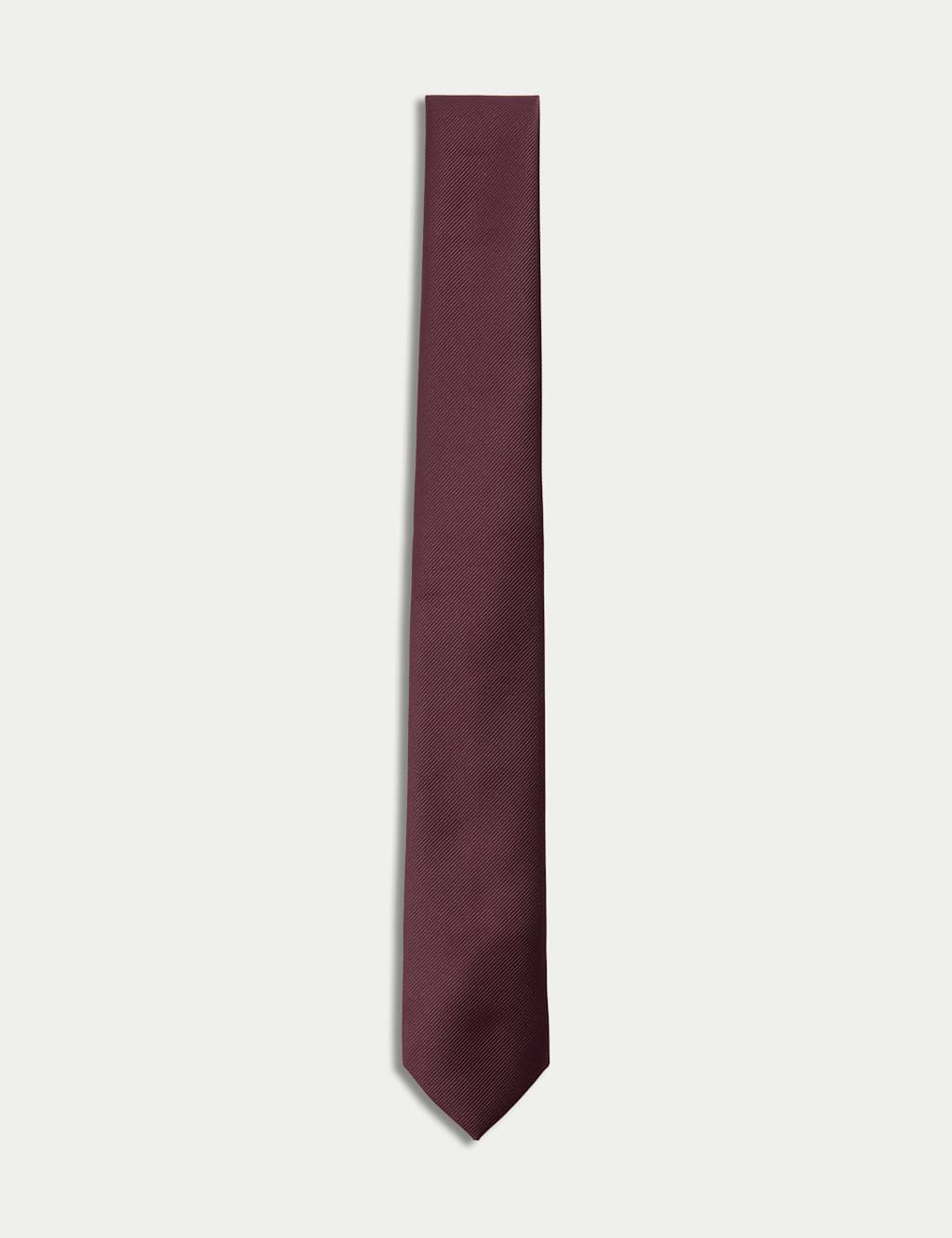 M&S Machine Washable Skinny Plain Tie Burgundy