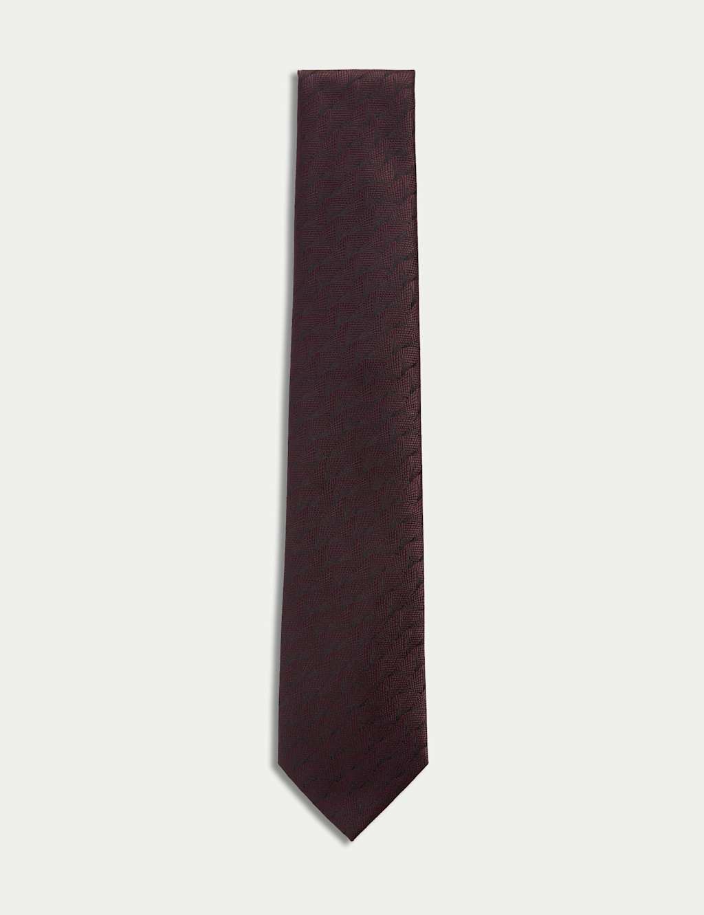 M&S Poly Fan Textured Tie Burgundy