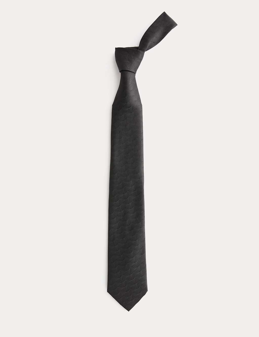 M&S Poly Fan Textured Tie Black