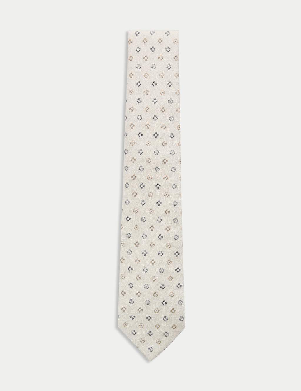 M&S Silk Rich Foulard Tie Champagne