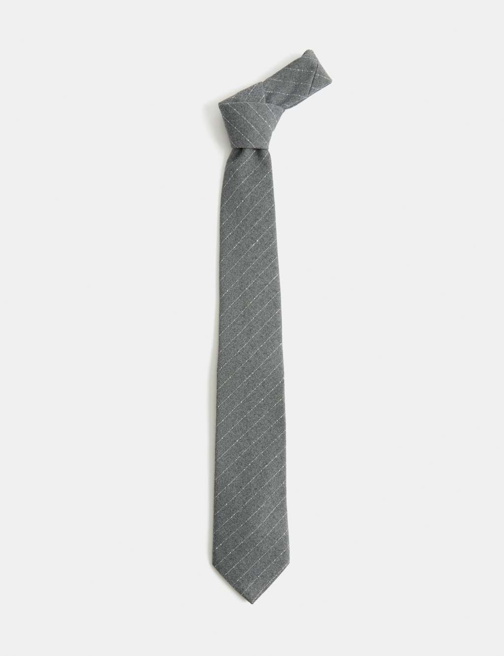 M&S Men's Thin Stripe Stretch Tie - Grey