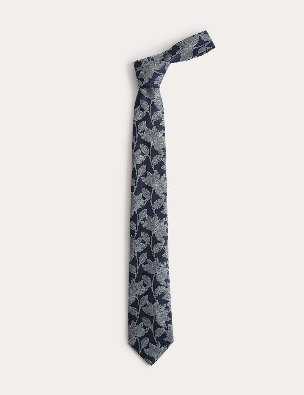 M&S Men's Floral Fan Tie - Navy