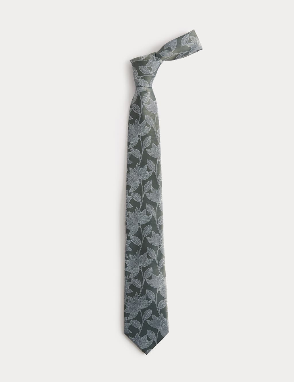 M&S Men's Floral Fan Tie - Green