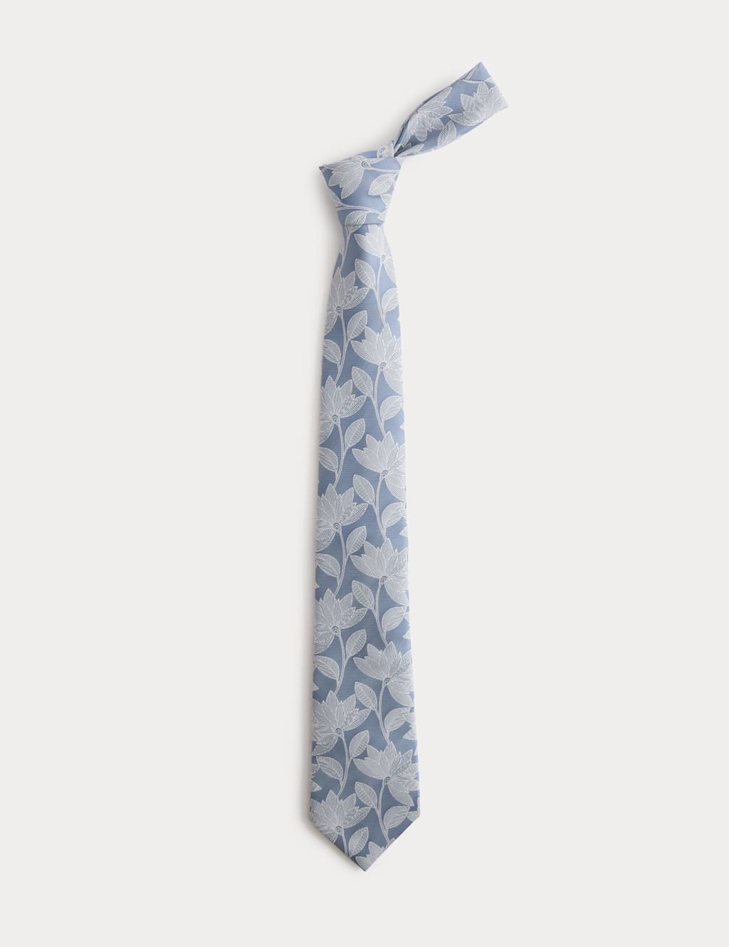 M&S Men's Floral Fan Tie - Mid Blue