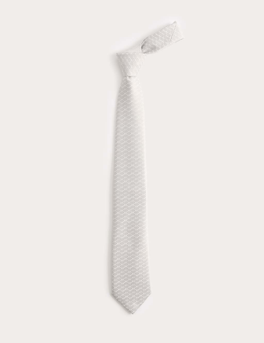 M&S Men's Textured Fan Design Tie - Light Grey