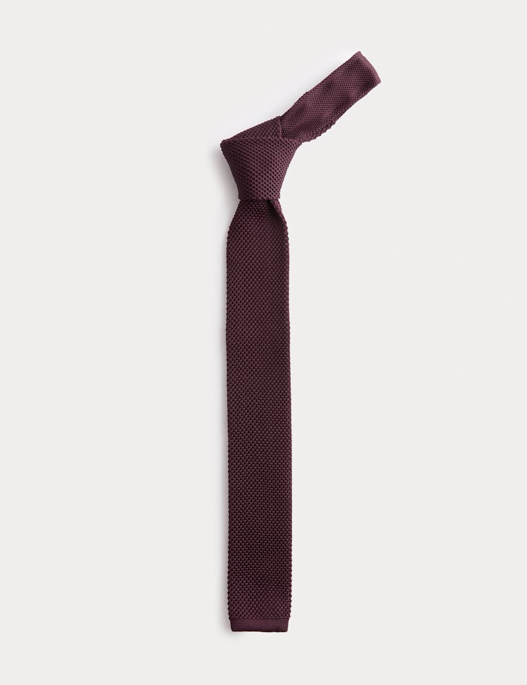 M&S Men's Textured Knitted Tie - Burgundy