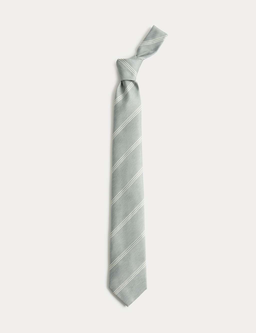 M&S Men's Striped Tie - Sage