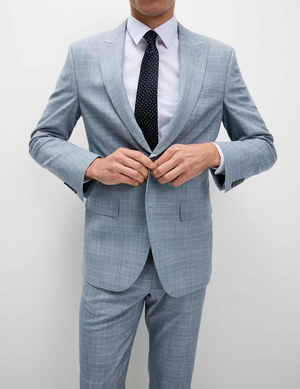 Regular Fit Linen Look Check Suit Jacket